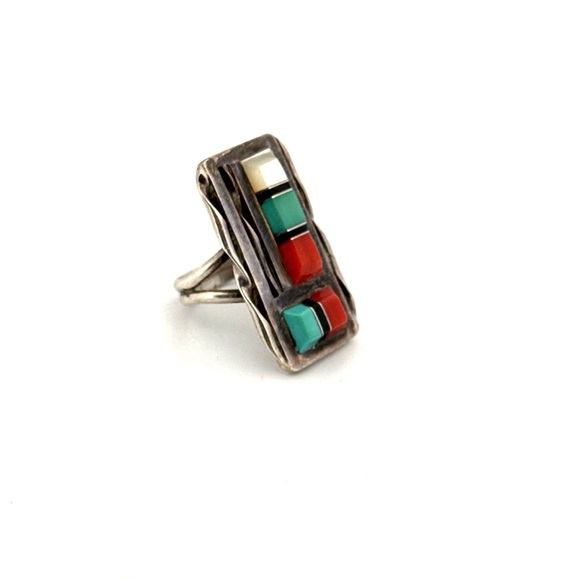 Vintage Zuni Multi Gemstone Inlay Ring - Picture 3 of 7